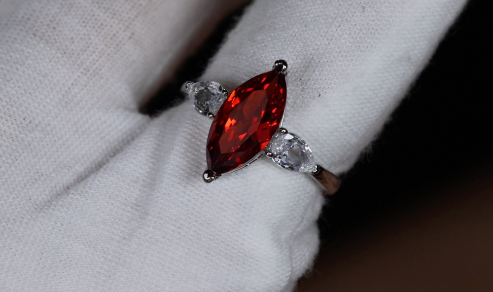 red marquise diamond ring