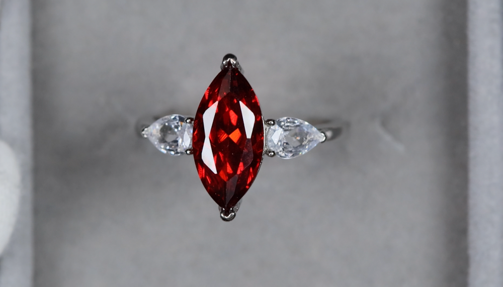 red marquise diamond ring