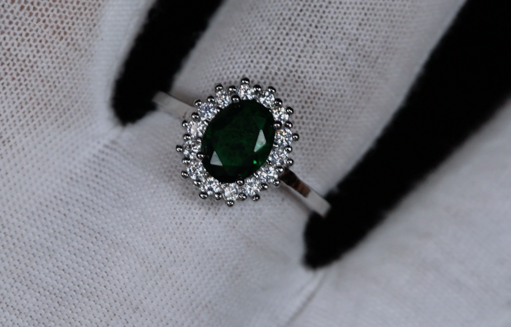 Green Oval Cut Diamond Ring