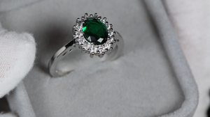 Green Oval Diamond Ring