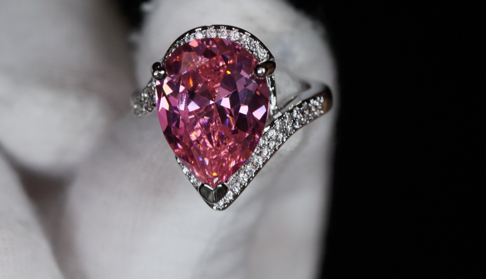 Pink Diamond Ring | Pink Pear Cut Diamond Ring