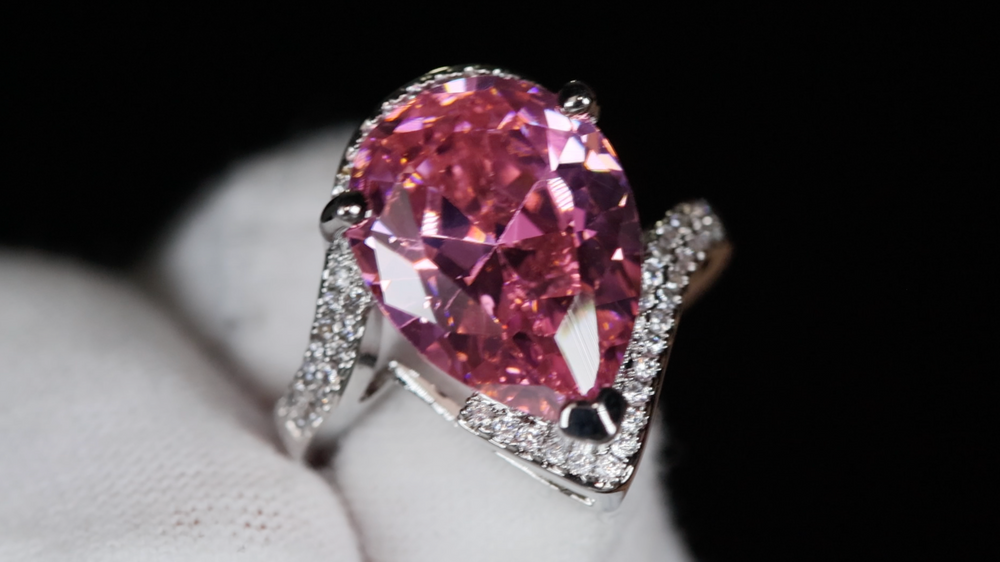 Pink Diamond Ring | Pink Pear Cut Diamond Ring