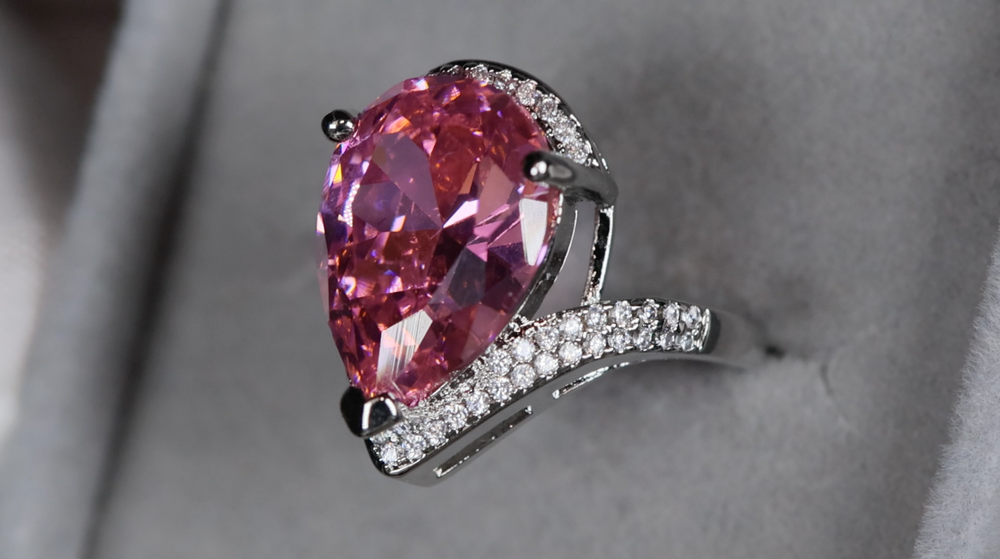 Pink Pear Cut Diamond Ring