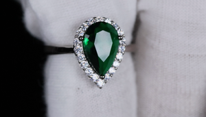 Green Diamond Ring | Green Pear Cut Diamond Ring