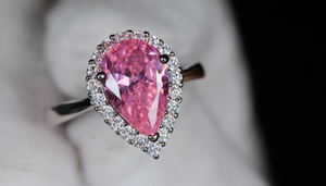 Womens Pink Diamond Ring | Pink Pear Cut Diamond Ring
