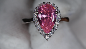 Womens Pink Diamond Ring | Pink Pear Cut Diamond Ring