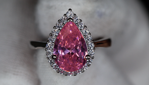 Pink pear cut diamond ring