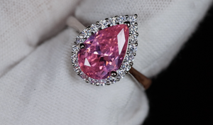 Pink pear cut diamond ring