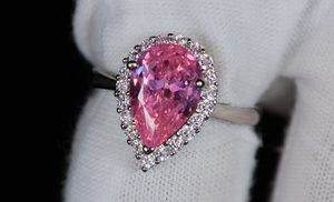 Pink pear cut diamond ring