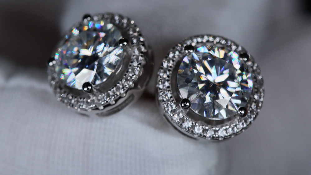 Big Moissanite Diamond Ear Studs