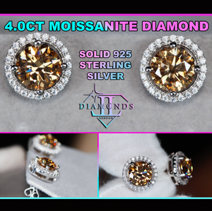 Moissanite Champagne Diamond Ear Studs