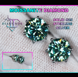 Green Moissanite Ear Studs