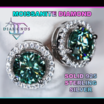 Aquamarine Green Moissanite Ear Studs