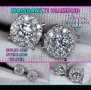 Iced Out Moissanite Diamond Ear Studs