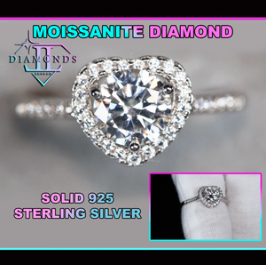 Moissanite Diamond Heart Ring