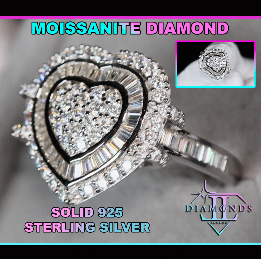 Moissanite Diamond Heart Engagement Ring