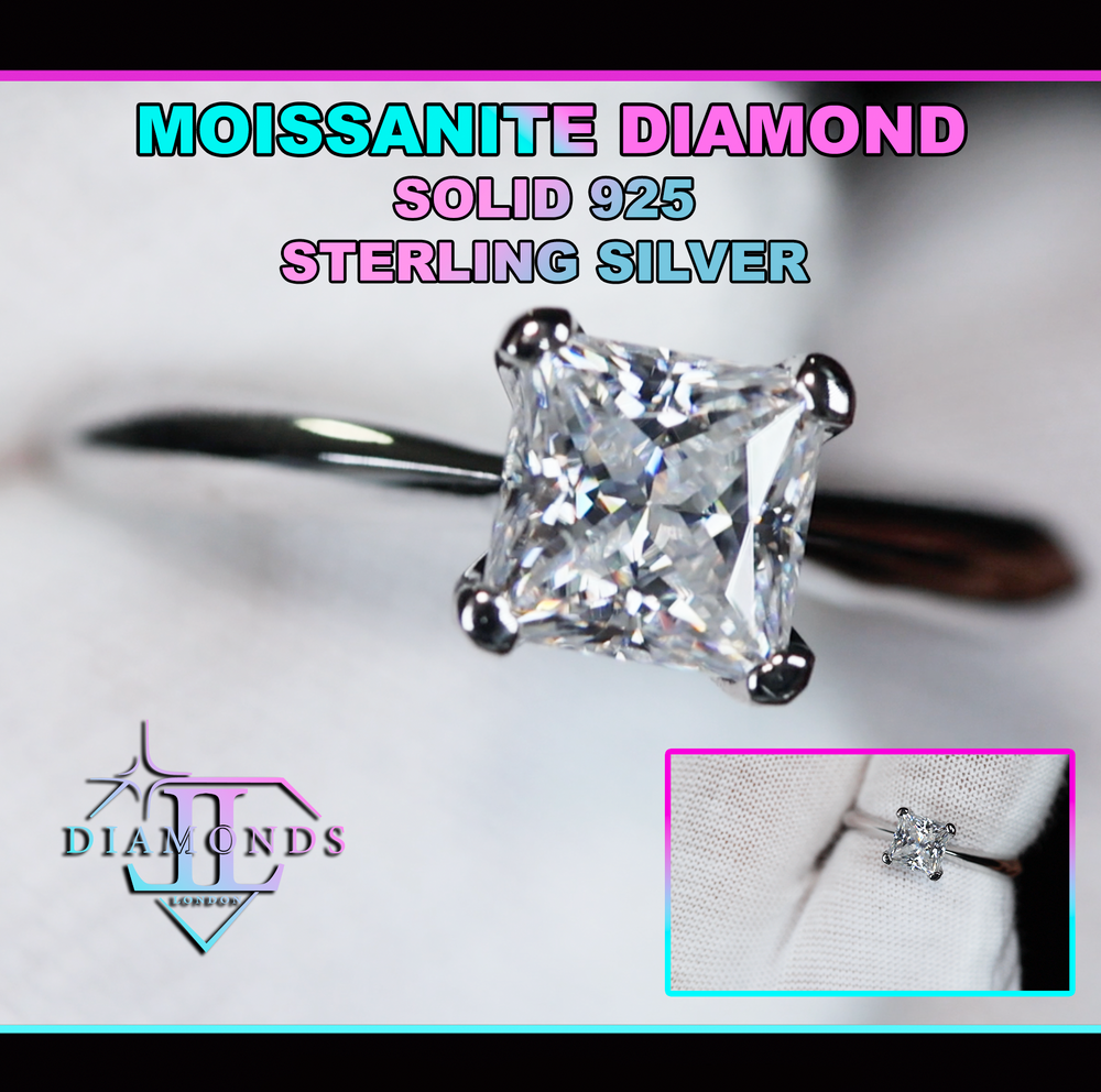 Moissanite Princess Cut Diamond Engagement Ring