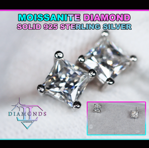 moissanite princess cut diamond ear studs