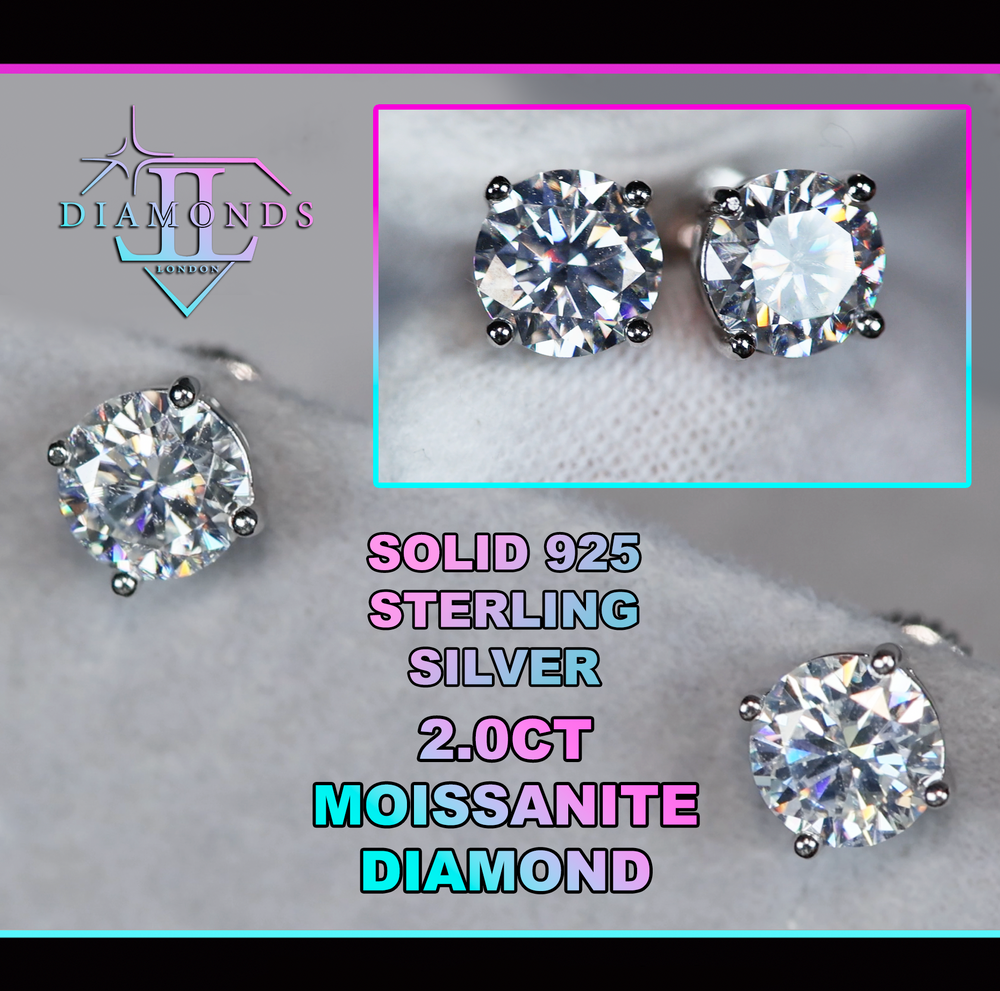 MOISSANITE ROUND DIAMOND EAR STUDS