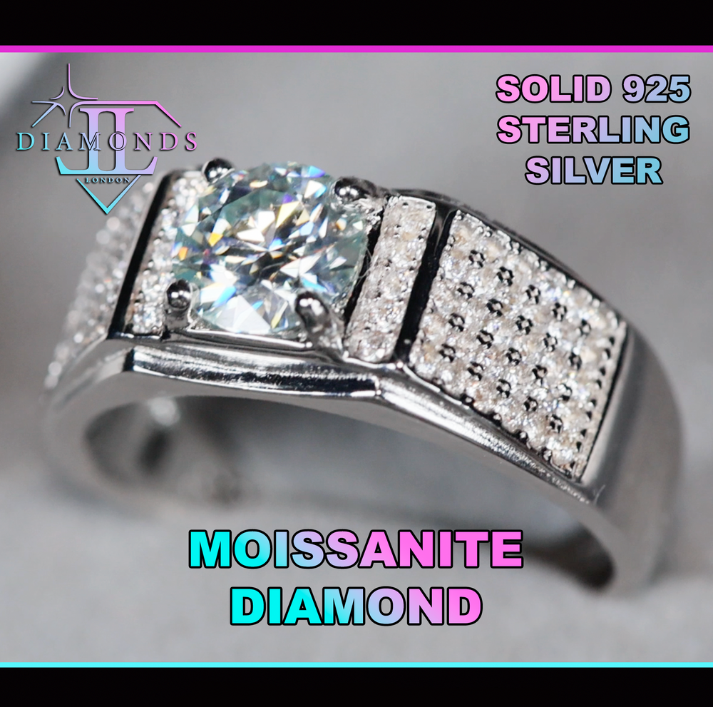 Mens Moissanite Diamond Wedding Ring