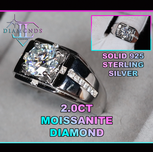 Mens Moissanite Diamond Engagement Ring