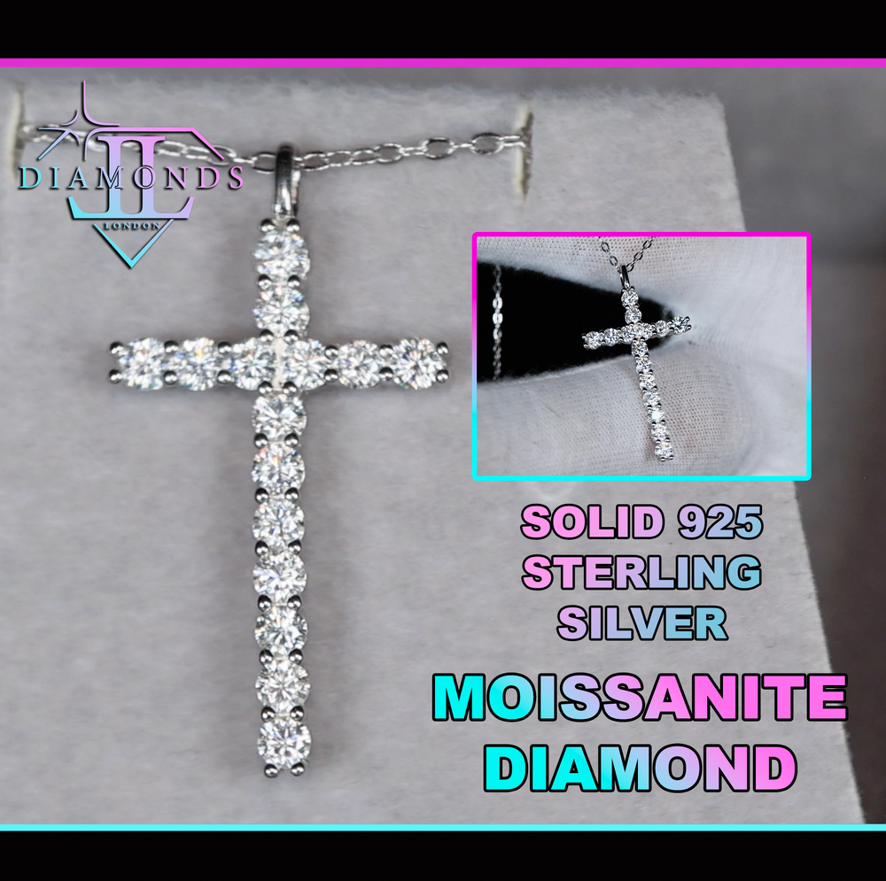 Moissanite Diamond Cross Pendant