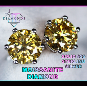Yellow Moissanite Diamond Ear Studs