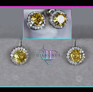 Yellow Diamond Ear Studs