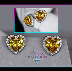 Yellow Diamond Heart Ear Studs