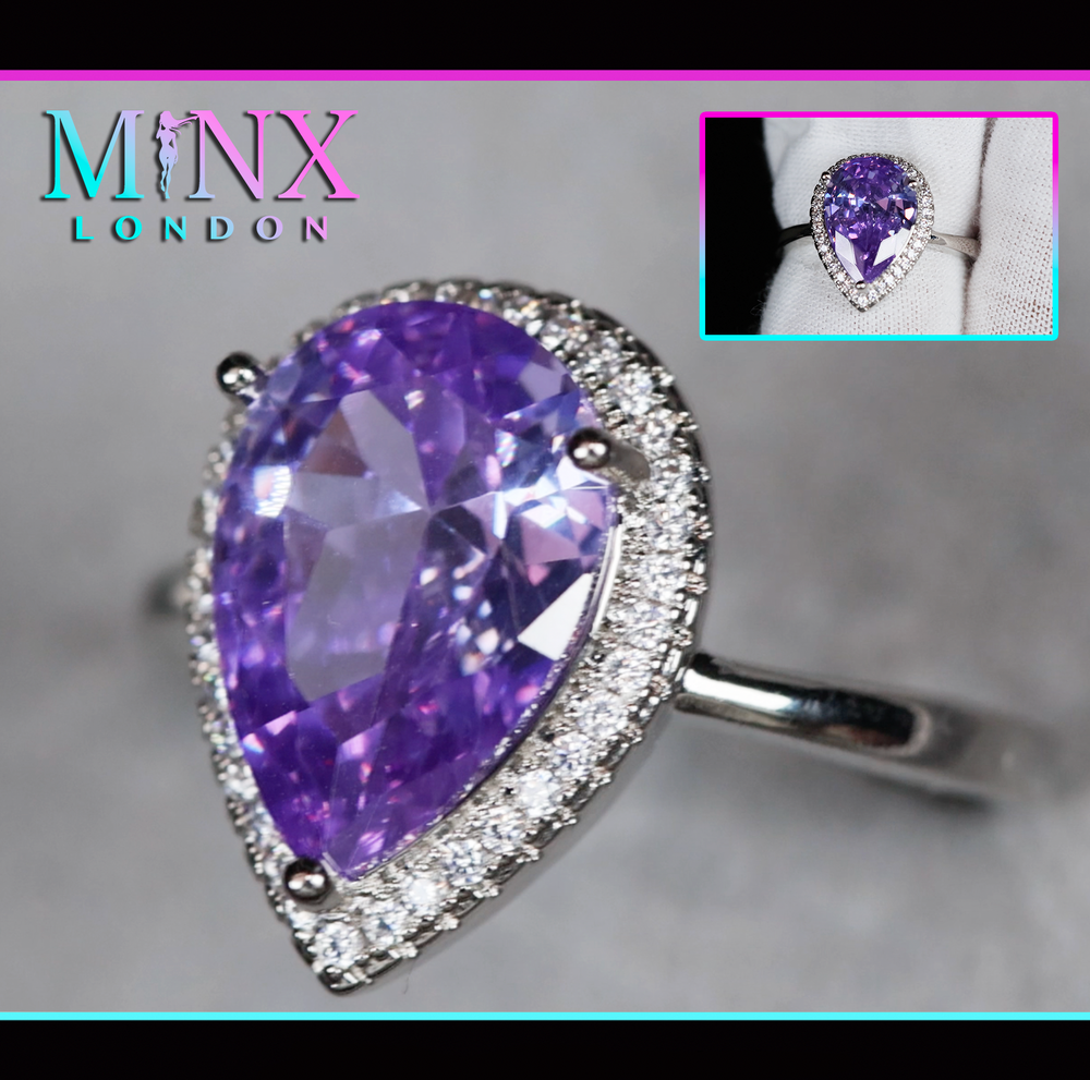 Purple Pear Cut Diamond Ring