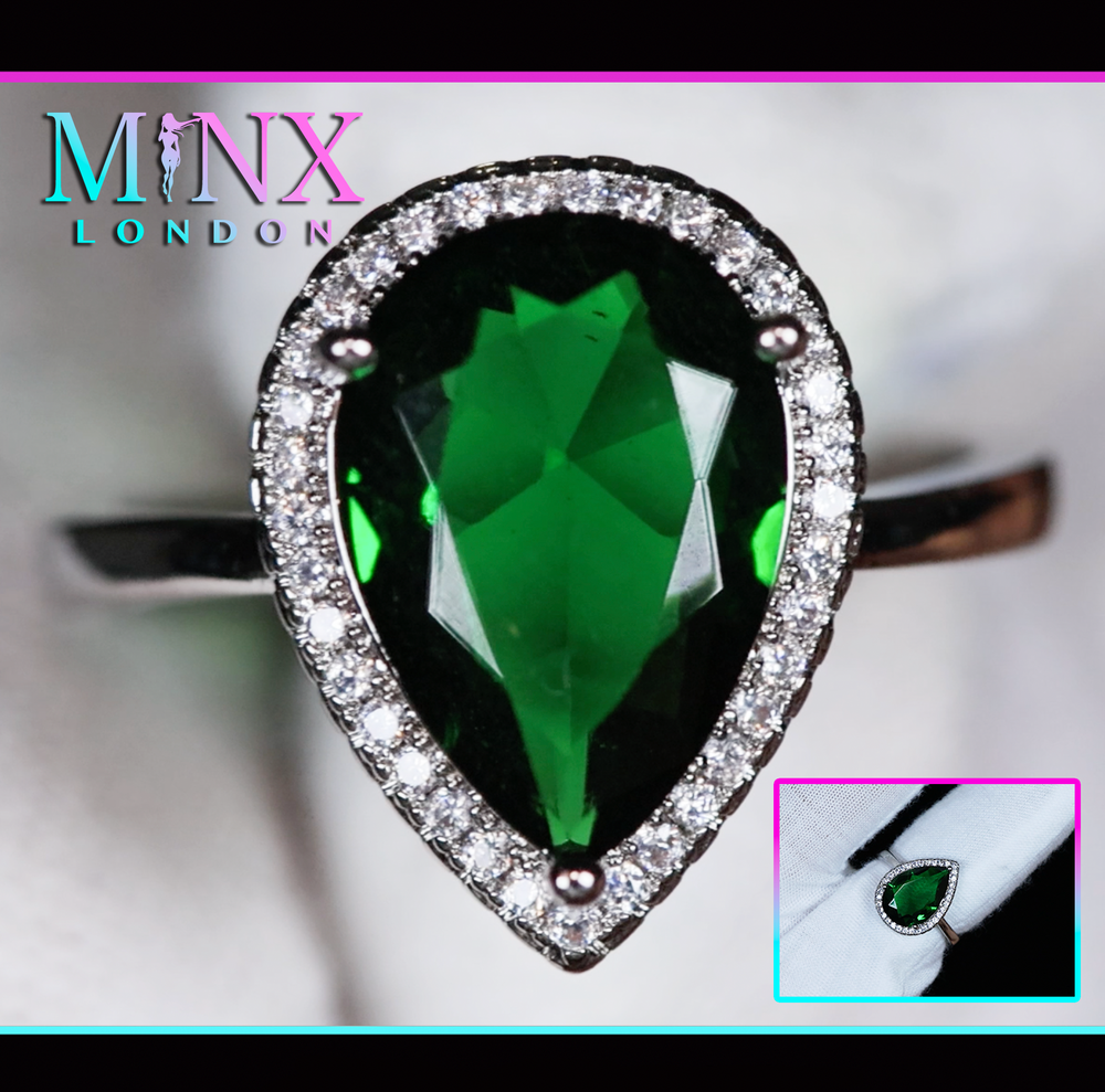 Green Pear Cut Diamond Ring