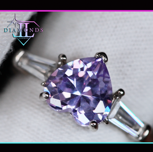 Purple Diamond Heart Ring