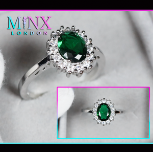 Green Diamond Oval Ring