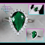 Green Pear Cut Diamond Ring