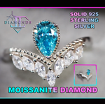 blue moissanite diamond ring