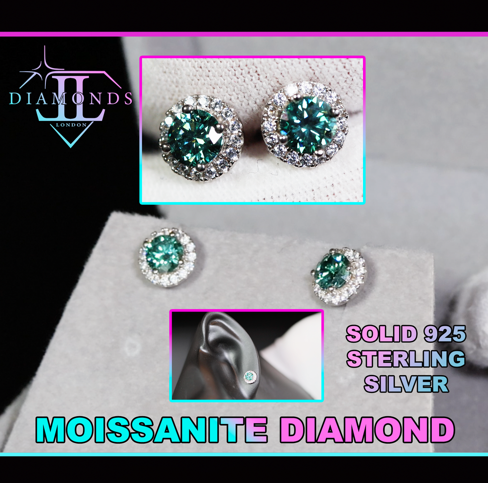 GREEN MOISSANITE DIAMOND EAR STUDS