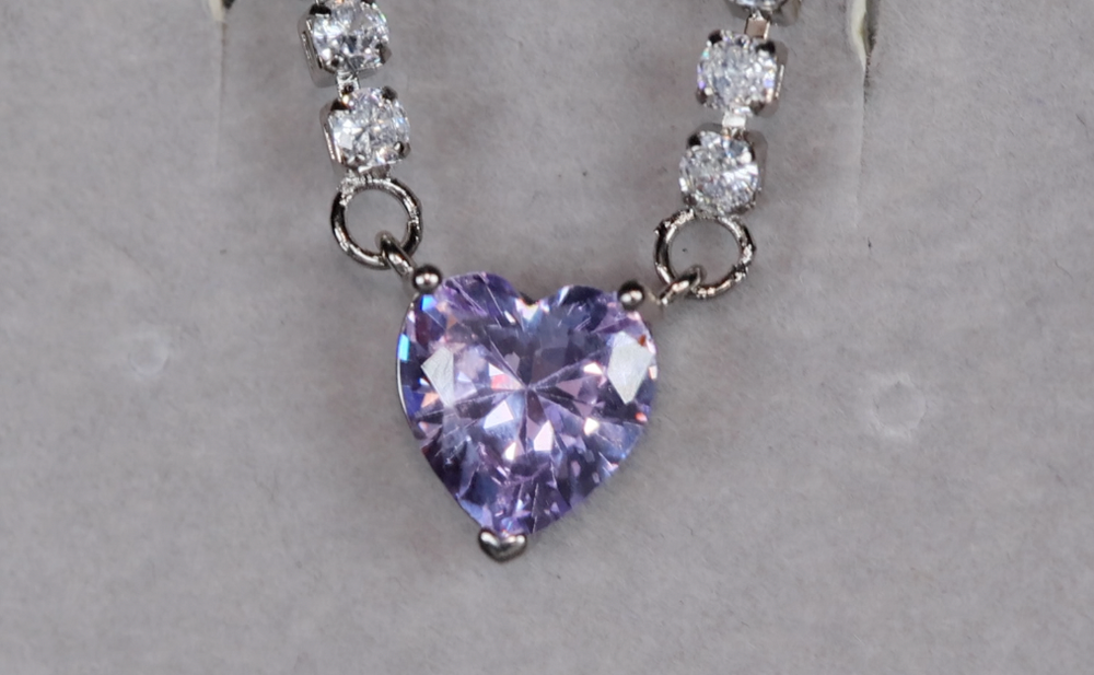 Purple Diamond Heart Necklace | Purple Diamond Pendant