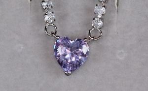 Purple Diamond Heart Necklace | Purple Diamond Pendant