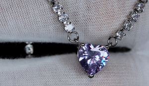 Purple Diamond Heart Necklace | Purple Diamond Pendant