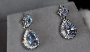 Pear cut diamond earrings