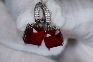 Red Diamond Earrings | Red Diamond Hoop Earrings