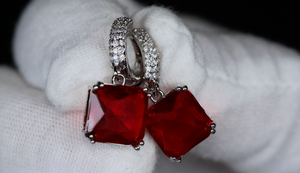 Red Diamond Earrings | Red Diamond Hoop Earrings