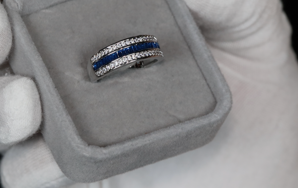 Mens Blue Diamond Ring