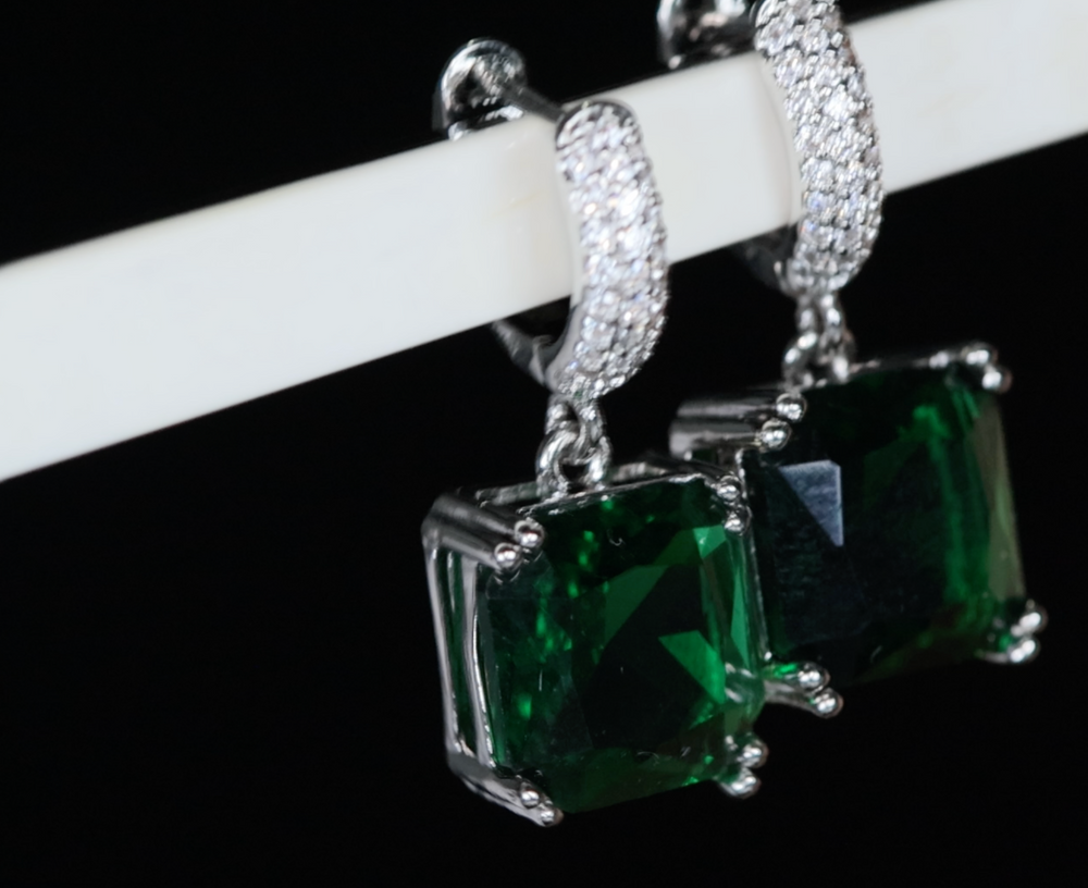 Green Diamond Earrings | Green Diamond Hoop Earrings