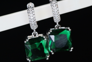 Green Diamond Earrings | Green Diamond Hoop Earrings