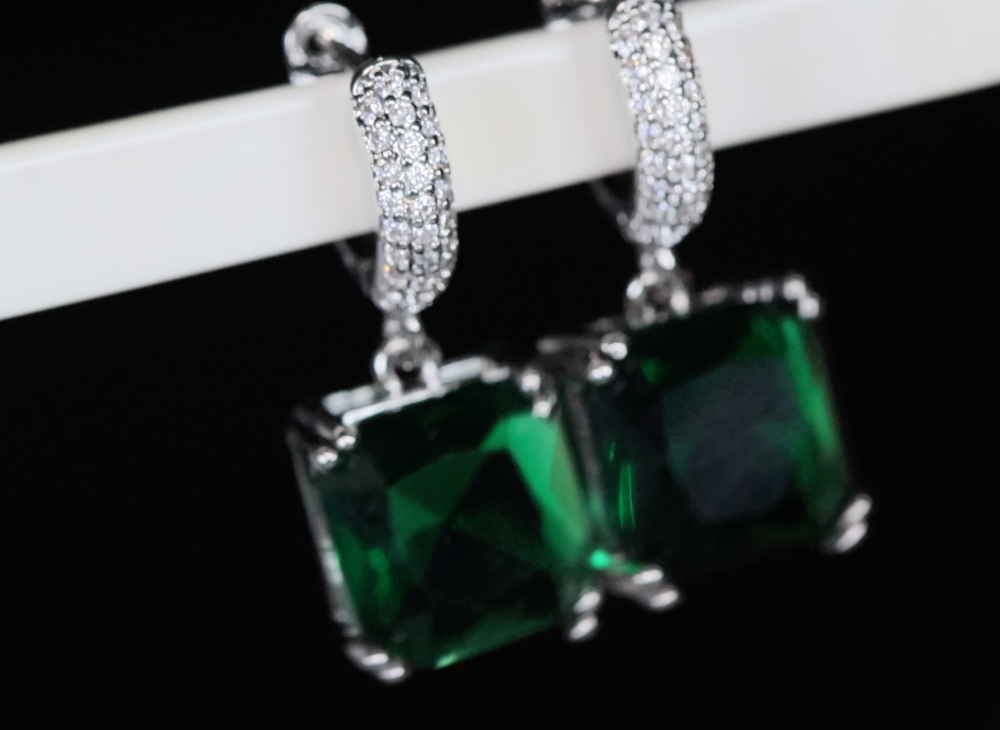 Green Diamond Earrings | Green Diamond Hoop Earrings