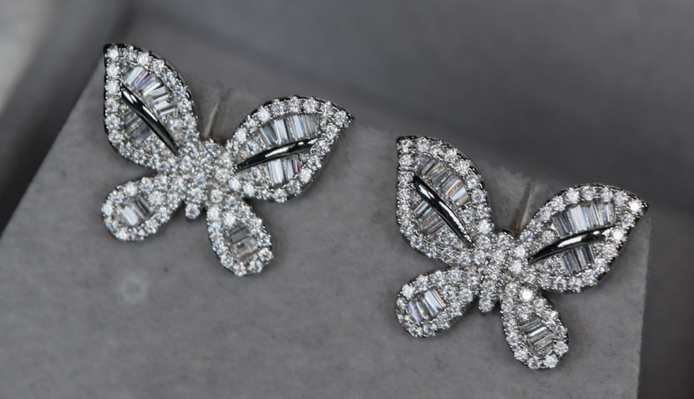 Diamond Butterfly Ear Studs