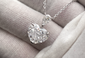 5.0 Carat Radiant Diamond Heart Pendant | Womens Silver Heart Cut Diamond Pendant