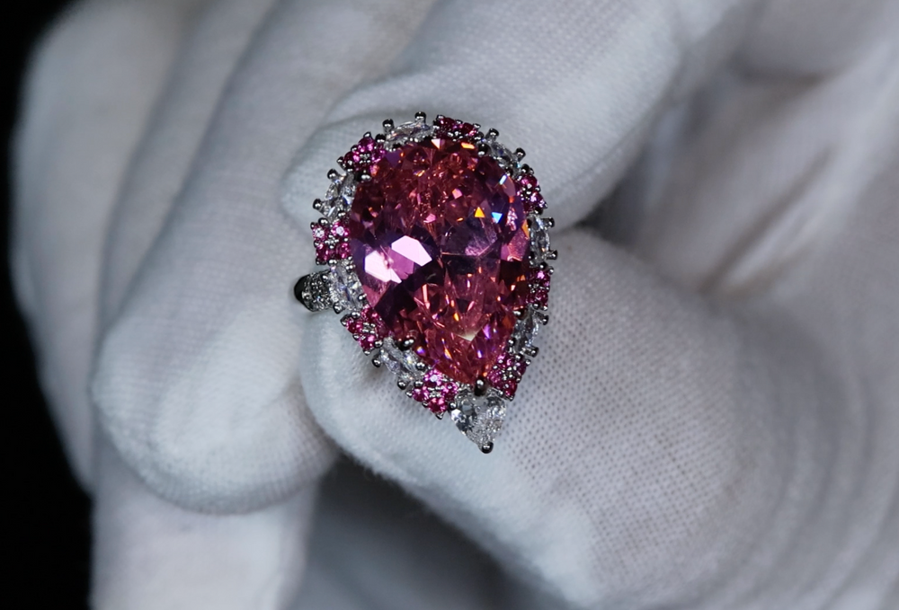 Pink Pear Cut Diamond Ring