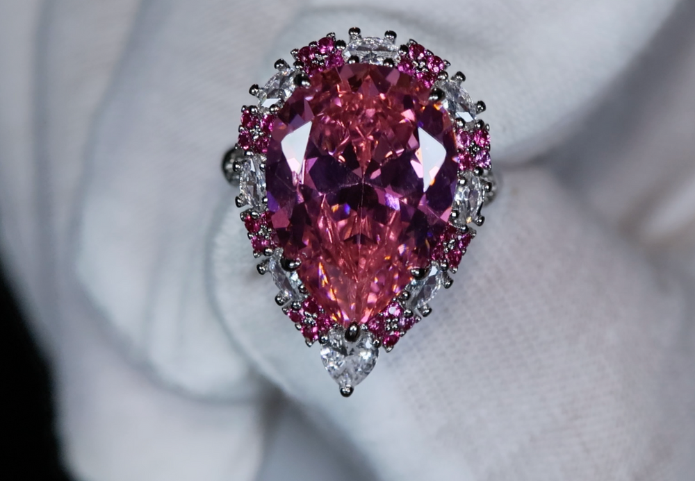 Pink Pear Cut Diamond Ring